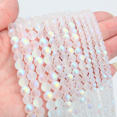 4/6/8 mm Sjajne staklene perle Glazura Prozirna okrugla perla za izradu nakita Narukvice Ogrlica s perlama DIY dodaci Veleprodaja