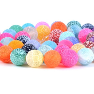 Prirodne, raznobojne, napuknute od mraza kamene perle od ahata, okrugle labave odstojne perle za izradu nakita. DIY narukvica, ručni rad 4/6/8/10/12 mm