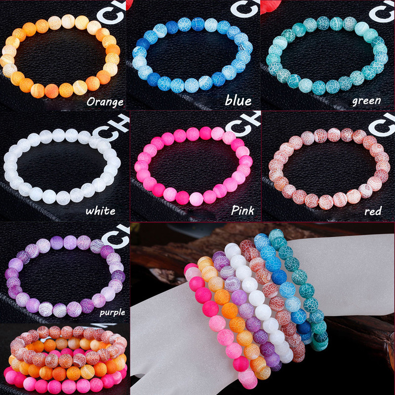 Prirodne, raznobojne, napuknute od mraza kamene perle od ahata, okrugle labave odstojne perle za izradu nakita. DIY narukvica, ručni rad 4/6/8/10/12 mm