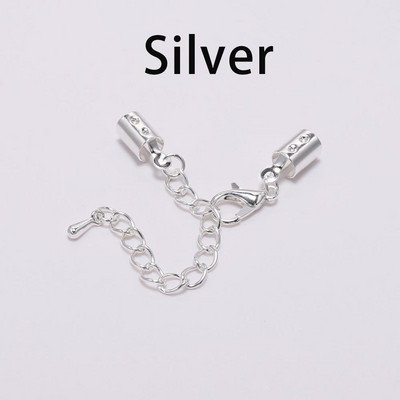 10 vnt / siunta 5 mm laido spaustukai Galiniai dangteliai su omarų užsegimais Grandinė tinka apvalioms odinėms laido jungtims papuošalų gamybos reikmenims "pasidaryk pats"