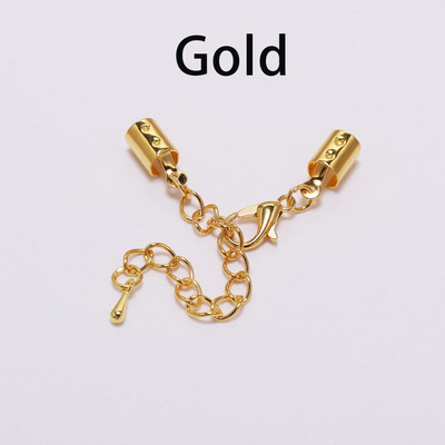 10 vnt / siunta 5 mm laido spaustukai Galiniai dangteliai su omarų užsegimais Grandinė tinka apvalioms odinėms laido jungtims papuošalų gamybos reikmenims "pasidaryk pats"