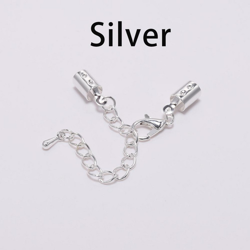 10 vnt / siunta 5 mm laido spaustukai Galiniai dangteliai su omarų užsegimais Grandinė tinka apvalioms odinėms laido jungtims papuošalų gamybos reikmenims "pasidaryk pats"