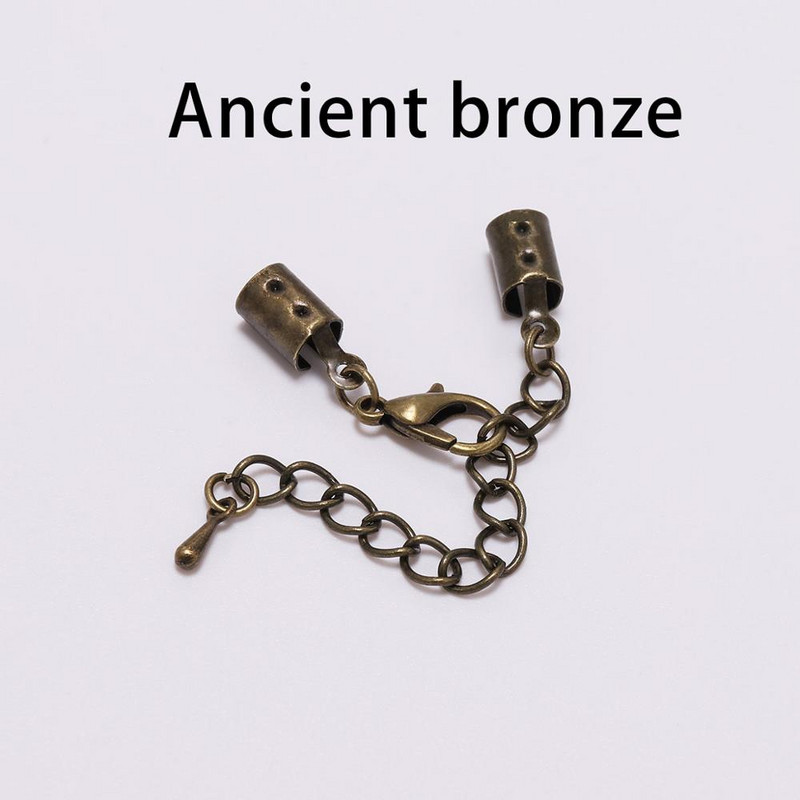 10 vnt / siunta 5 mm laido spaustukai Galiniai dangteliai su omarų užsegimais Grandinė tinka apvalioms odinėms laido jungtims papuošalų gamybos reikmenims "pasidaryk pats"