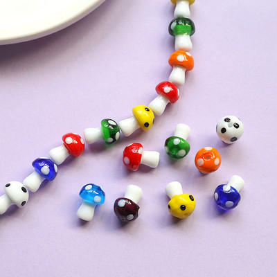 10 komada 10x13 mm 12x18 mm Lampwork staklene labave perle u obliku gljive za DIY zanate Izrada nakita Ručno izrađene perle za nakit