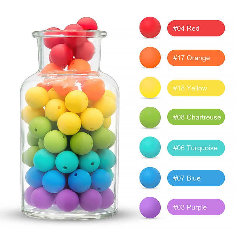 TYRY.HU Silikoniniai karoliukai 10 vnt Maisto klasės silikoniniai 12/15 mm maitinantys silikoniniai dantukų karoliukai kūdikių dantukų kaklo vėriniui „pasidaryk pats“