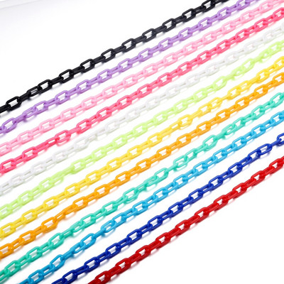 10 gab 50 cm krāsaini plastmasas kvadrātveida saites ķēdes omāru aizdare atslēgu piekariņi kaklarotai rokassprādzei DIY izgatavošana ķēdes saites Aksesuāri