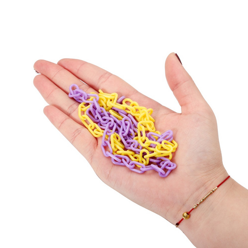 10 gab 50 cm krāsaini plastmasas kvadrātveida saites ķēdes omāru aizdare atslēgu piekariņi kaklarotai rokassprādzei DIY izgatavošana ķēdes saites Aksesuāri