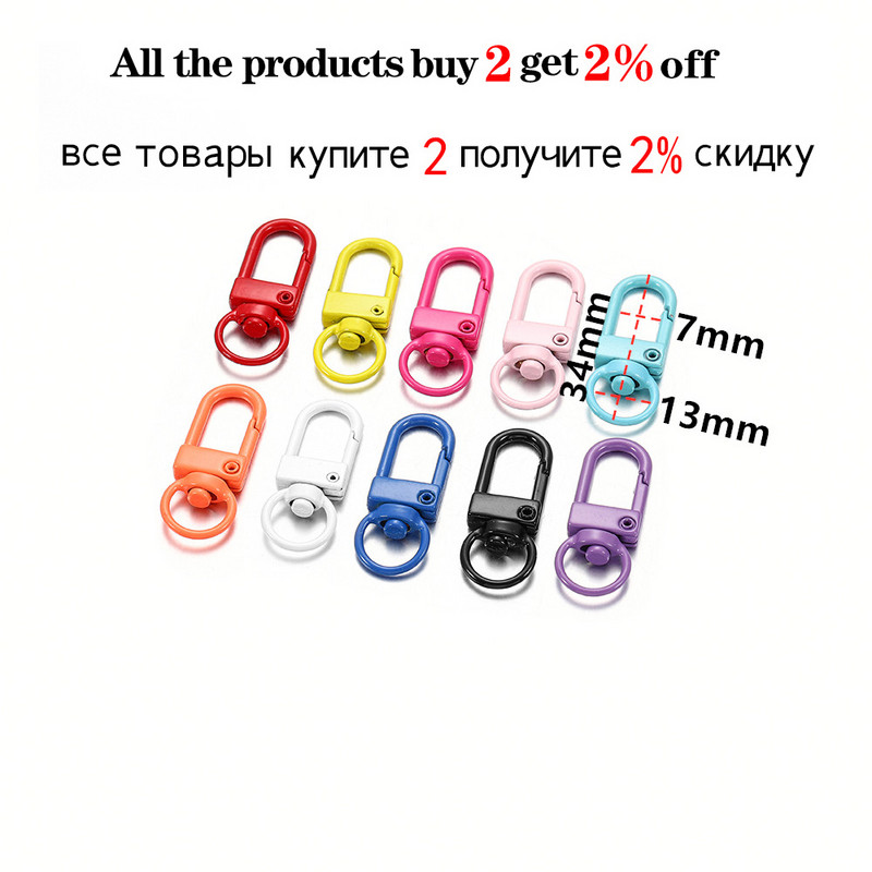 10 vnt/stal. Spalvingas raktų pakabukų žiedas metalinis omaras užsegimas kabliukų segtukai raktų pakabukų kabliukams „pasidaryk pats“ papuošalų kūrimo radinių priedai
