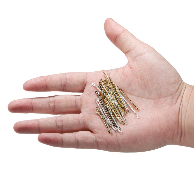 100 бр./лот 15-40 мм златни ленти с двоен цилиндър, обеци, свързващи се за изработка на бижута, игли за обеци Направи си сам консумативи, аксесоари