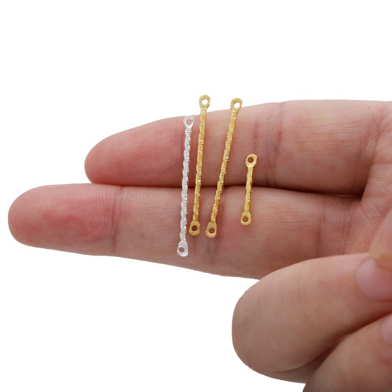 100 бр./лот 15-40 мм златни ленти с двоен цилиндър, обеци, свързващи се за изработка на бижута, игли за обеци Направи си сам консумативи, аксесоари