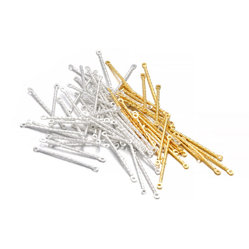 100 бр./лот 15-40 мм златни ленти с двоен цилиндър, обеци, свързващи се за изработка на бижута, игли за обеци Направи си сам консумативи, аксесоари