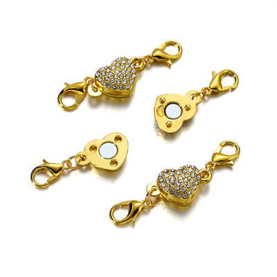 3 rinkinys Kalnų krištolinio persiko širdies magnetiniai užsegimai Odiniai laido apyrankės Magnetiniai jungčių rinkiniai, skirti papuošalams gaminti „pasidaryk pats“