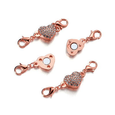 3 rinkinys Kalnų krištolinio persiko širdies magnetiniai užsegimai Odiniai laido apyrankės Magnetiniai jungčių rinkiniai, skirti papuošalams gaminti „pasidaryk pats“