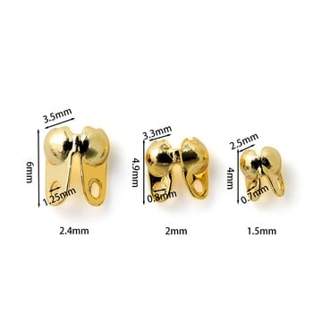 100 τεμάχια/παρτίδα Μπρούτζινο επιχρυσωμένο σύνδεσμο Κούμπωμα μπάλα αλυσίδα άκρο πτυχωτό χάντρες Υποδοχές για προμήθειες κατασκευής κοσμημάτων DIY Αξεσουάρ