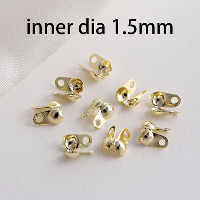 100 бр./лот месингов позлатен конектор Закопчалка Топка Верига Крайни гофрове Мъниста Конектори за Направи си сам Консумативи за изработка на бижута Аксесоари