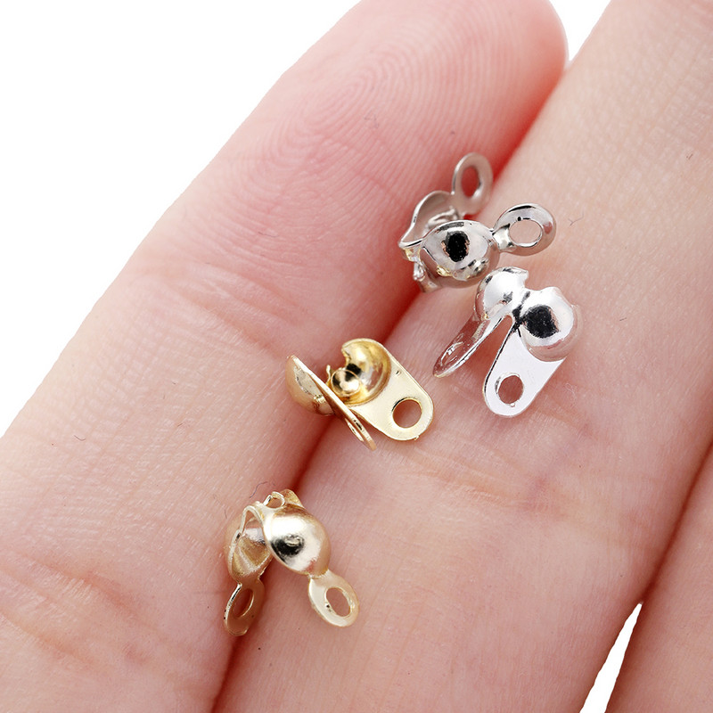 100 бр./лот месингов позлатен конектор Закопчалка Топка Верига Крайни гофрове Мъниста Конектори за Направи си сам Консумативи за изработка на бижута Аксесоари