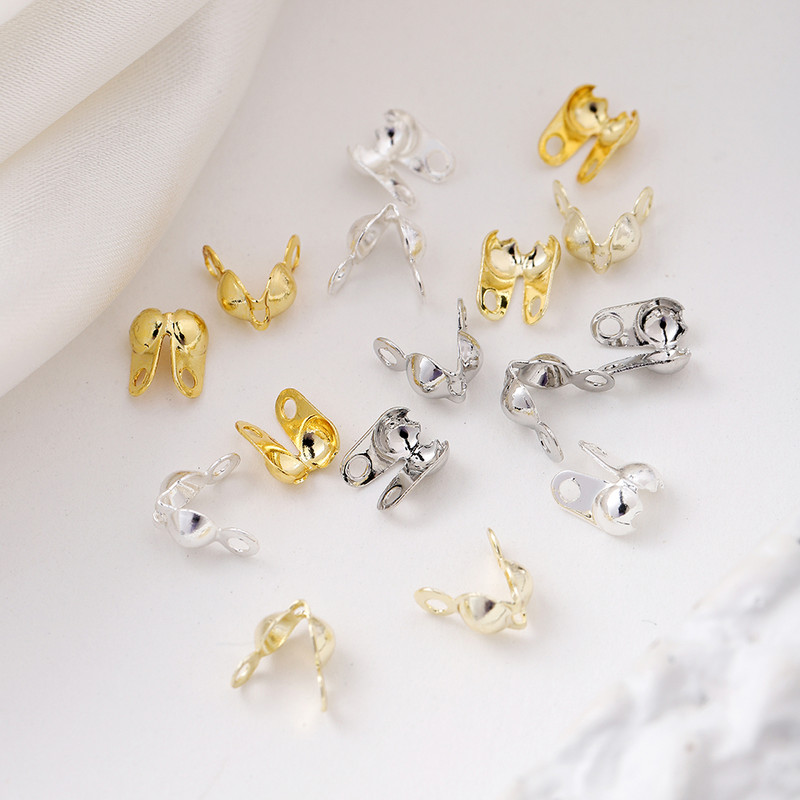 100 бр./лот месингов позлатен конектор Закопчалка Топка Верига Крайни гофрове Мъниста Конектори за Направи си сам Консумативи за изработка на бижута Аксесоари