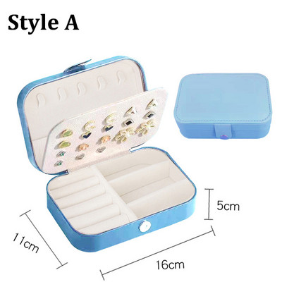 Dviejų sluoksnių papuošalų laikymo dėžutė PU odinių papuošalų ekrano organizatorius užtrauktuko dėklas Kelioninis makiažo krepšys Auskarų auskarų pakuotė