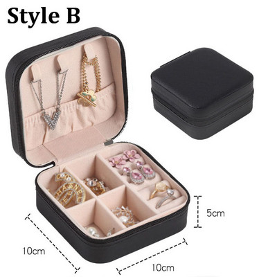 Dviejų sluoksnių papuošalų laikymo dėžutė PU odinių papuošalų ekrano organizatorius užtrauktuko dėklas Kelioninis makiažo krepšys Auskarų auskarų pakuotė
