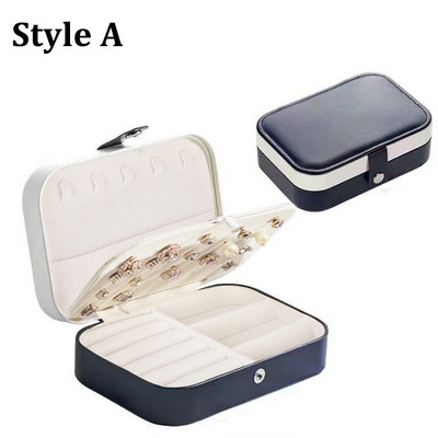 Dviejų sluoksnių papuošalų laikymo dėžutė PU odinių papuošalų ekrano organizatorius užtrauktuko dėklas Kelioninis makiažo krepšys Auskarų auskarų pakuotė