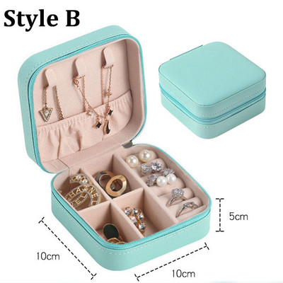 Dviejų sluoksnių papuošalų laikymo dėžutė PU odinių papuošalų ekrano organizatorius užtrauktuko dėklas Kelioninis makiažo krepšys Auskarų auskarų pakuotė