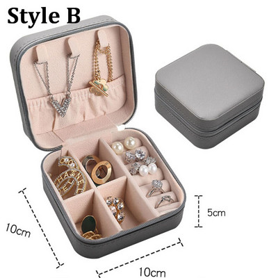 Dviejų sluoksnių papuošalų laikymo dėžutė PU odinių papuošalų ekrano organizatorius užtrauktuko dėklas Kelioninis makiažo krepšys Auskarų auskarų pakuotė