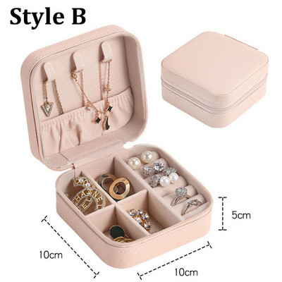 Dviejų sluoksnių papuošalų laikymo dėžutė PU odinių papuošalų ekrano organizatorius užtrauktuko dėklas Kelioninis makiažo krepšys Auskarų auskarų pakuotė