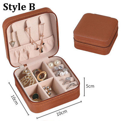 Dviejų sluoksnių papuošalų laikymo dėžutė PU odinių papuošalų ekrano organizatorius užtrauktuko dėklas Kelioninis makiažo krepšys Auskarų auskarų pakuotė