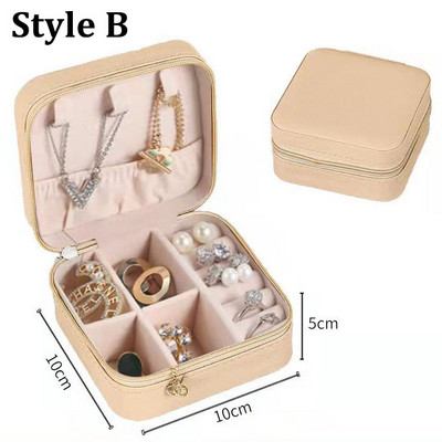 Dviejų sluoksnių papuošalų laikymo dėžutė PU odinių papuošalų ekrano organizatorius užtrauktuko dėklas Kelioninis makiažo krepšys Auskarų auskarų pakuotė