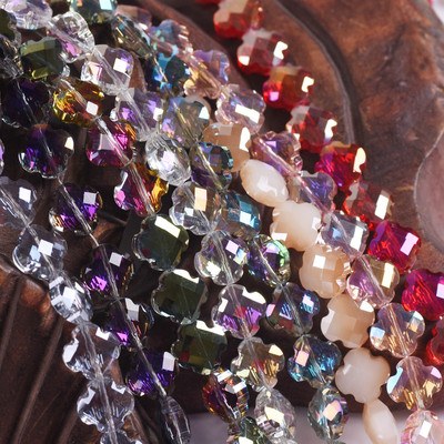 12 mm gėlių dobilo formos briaunotas krištolinis stiklas, laisvas tarpiklis, skirtas papuošalams gaminti „pasidaryk pats“