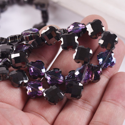 12 mm gėlių dobilo formos briaunotas krištolinis stiklas, laisvas tarpiklis, skirtas papuošalams gaminti „pasidaryk pats“