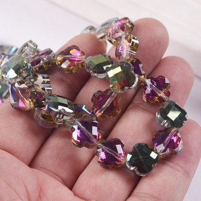 12 mm gėlių dobilo formos briaunotas krištolinis stiklas, laisvas tarpiklis, skirtas papuošalams gaminti „pasidaryk pats“