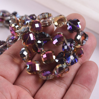 12 mm gėlių dobilo formos briaunotas krištolinis stiklas, laisvas tarpiklis, skirtas papuošalams gaminti „pasidaryk pats“