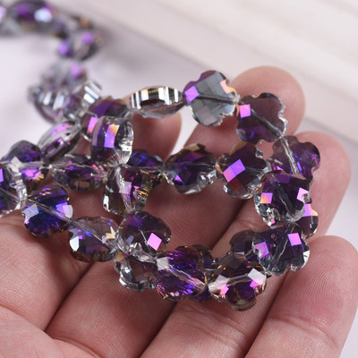 12 mm gėlių dobilo formos briaunotas krištolinis stiklas, laisvas tarpiklis, skirtas papuošalams gaminti „pasidaryk pats“