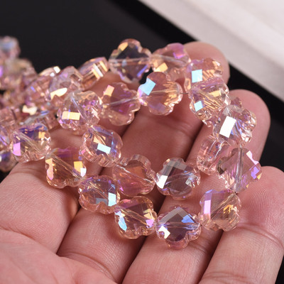 12 mm gėlių dobilo formos briaunotas krištolinis stiklas, laisvas tarpiklis, skirtas papuošalams gaminti „pasidaryk pats“