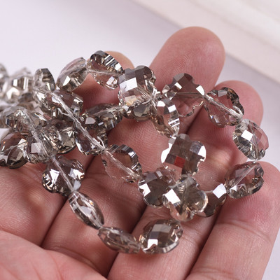 12 mm gėlių dobilo formos briaunotas krištolinis stiklas, laisvas tarpiklis, skirtas papuošalams gaminti „pasidaryk pats“