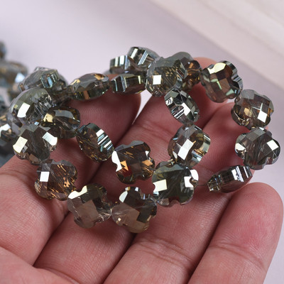 12 mm gėlių dobilo formos briaunotas krištolinis stiklas, laisvas tarpiklis, skirtas papuošalams gaminti „pasidaryk pats“