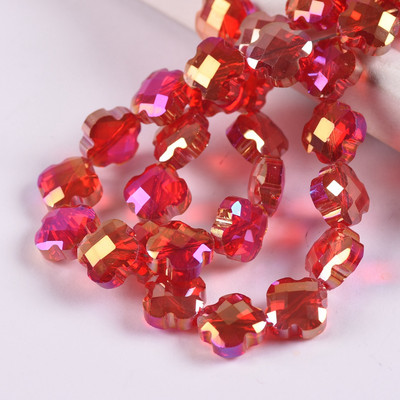 12 mm gėlių dobilo formos briaunotas krištolinis stiklas, laisvas tarpiklis, skirtas papuošalams gaminti „pasidaryk pats“