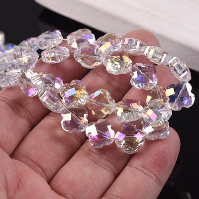 12 mm gėlių dobilo formos briaunotas krištolinis stiklas, laisvas tarpiklis, skirtas papuošalams gaminti „pasidaryk pats“