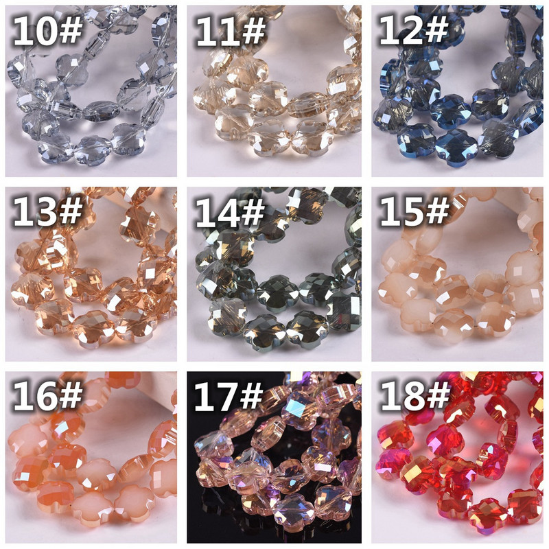 12 mm gėlių dobilo formos briaunotas krištolinis stiklas, laisvas tarpiklis, skirtas papuošalams gaminti „pasidaryk pats“