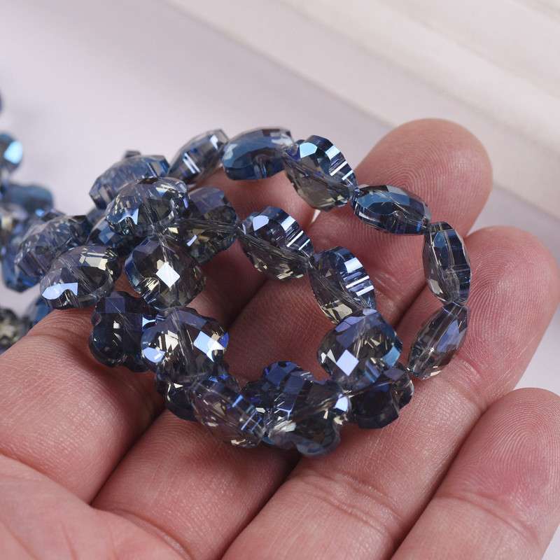 12 mm gėlių dobilo formos briaunotas krištolinis stiklas, laisvas tarpiklis, skirtas papuošalams gaminti „pasidaryk pats“