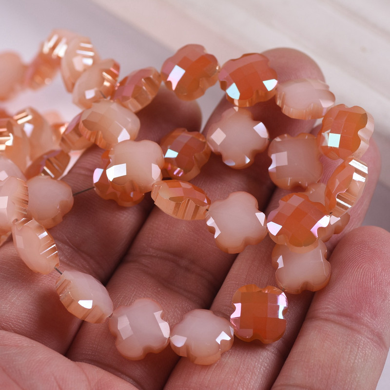 12 mm gėlių dobilo formos briaunotas krištolinis stiklas, laisvas tarpiklis, skirtas papuošalams gaminti „pasidaryk pats“