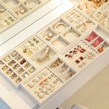 Flannelette Κοσμήματα Οθόνη Στοιβαζόμενη εξαιρετική θήκη κοσμημάτων Φορητό δαχτυλίδι σκουλαρίκια κολιέ Organizer Box Organizer