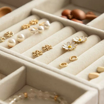 Flannelette Κοσμήματα Οθόνη Στοιβαζόμενη εξαιρετική θήκη κοσμημάτων Φορητό δαχτυλίδι σκουλαρίκια κολιέ Organizer Box Organizer