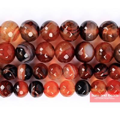 Natūralus akmuo briaunotas kavos juostelės agatas karoliukai 4,6,8,10,12 mm, renkamas dydis papuošalams gaminti PSB01