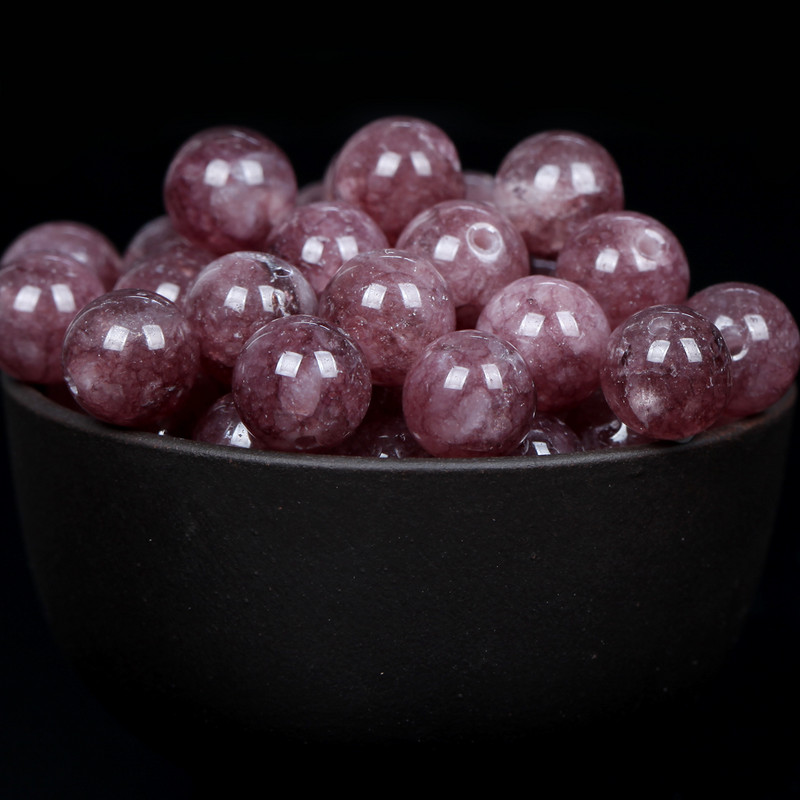 Natūralūs lipidolito akmens apvalūs laisvi tarpiniai karoliukai papuošalams gaminti „pasidaryk pats“ rankų darbo apyrankė 6/8/10/12 mm