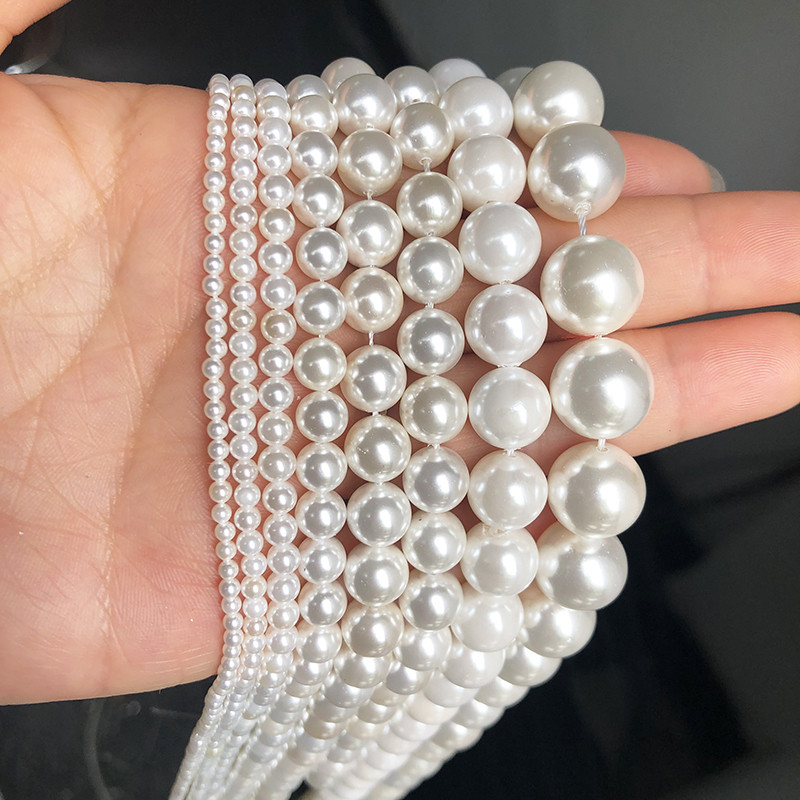 2–10 mm dabīgas baltas gliemežvāku pērļu krelles, apaļas, vaļīgas starplikas Opāla mēness akmens krelles rotaslietu izgatavošanai, sieviešu kaklarotas rokassprādzes.