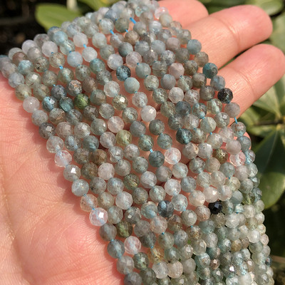 Naturaalsest sinisest safiirist ümmarguse tahvliga lahtine vaherõngas, tillukesed helmed, meisterdamine käevõru kõrvarõngavõru ehete valmistamiseks 15 tolli 2/3/4 mm