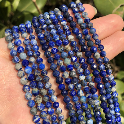 Naturaalsest sinisest safiirist ümmarguse tahvliga lahtine vaherõngas, tillukesed helmed, meisterdamine käevõru kõrvarõngavõru ehete valmistamiseks 15 tolli 2/3/4 mm