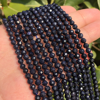 Naturaalsest sinisest safiirist ümmarguse tahvliga lahtine vaherõngas, tillukesed helmed, meisterdamine käevõru kõrvarõngavõru ehete valmistamiseks 15 tolli 2/3/4 mm